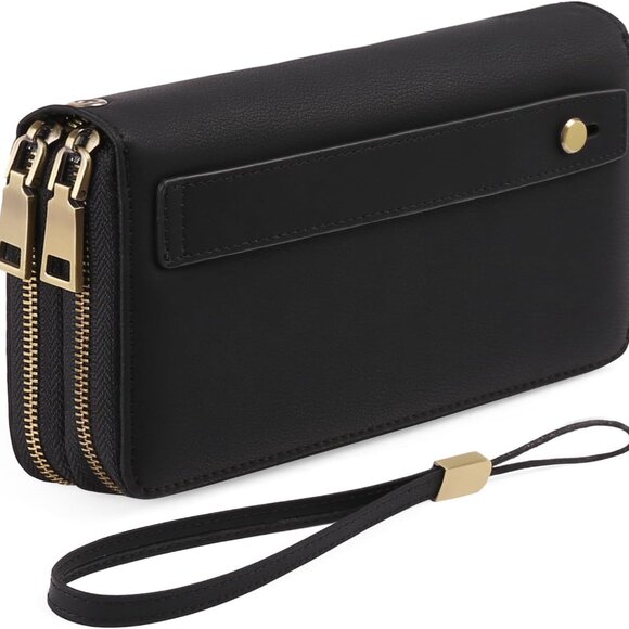 Wallet for Women Clutch RFID Blocking Wristlet Leather Purse Large Capacity Cred